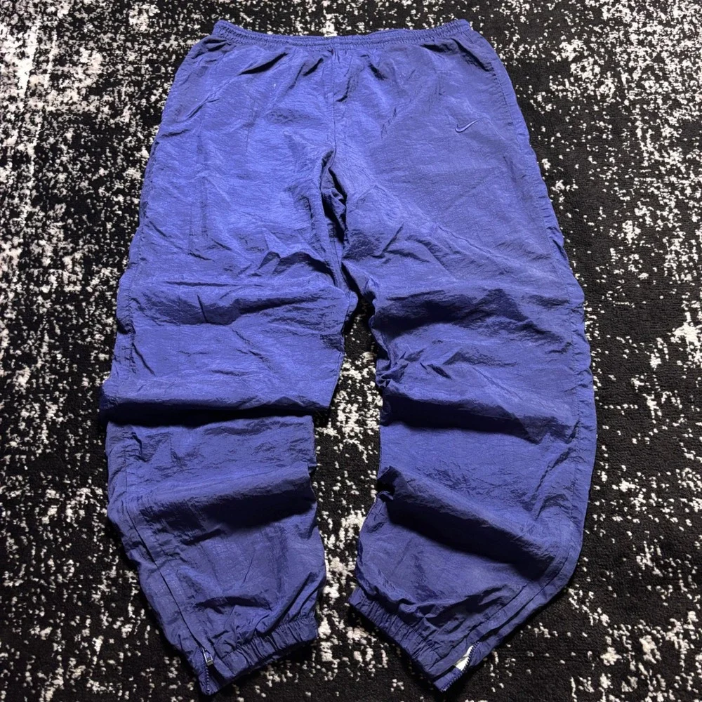 Vintage Nike Windbreaker Track Pants Blue Mesh Lined Nylon Joggers Mens Medium